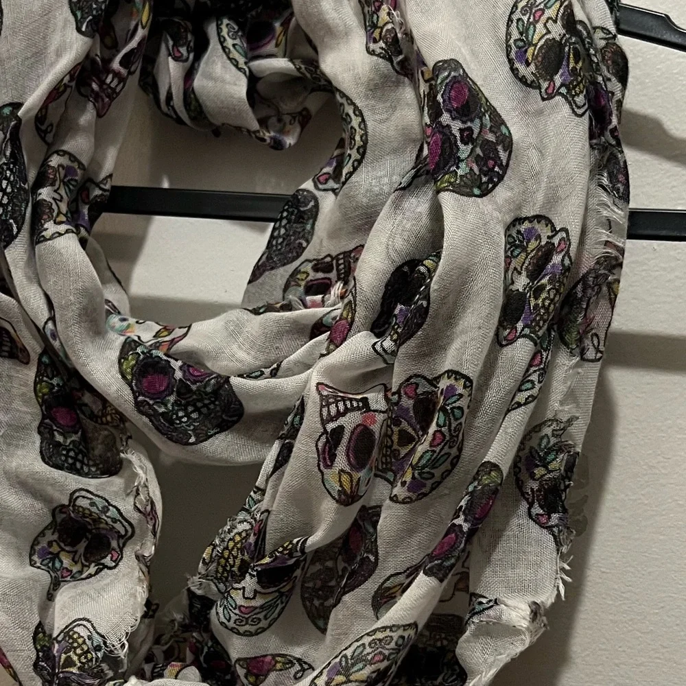 Halloween Women’s Infinity Wrap Cowl Scarves Trio Bundle Sugar Skull Pumpkin Bat